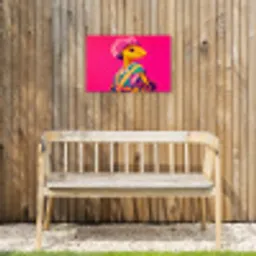 Hagedis - Bloemen - Roze - Kimono Tuinposter op houten frame 2 cm dik klein -sfeer4