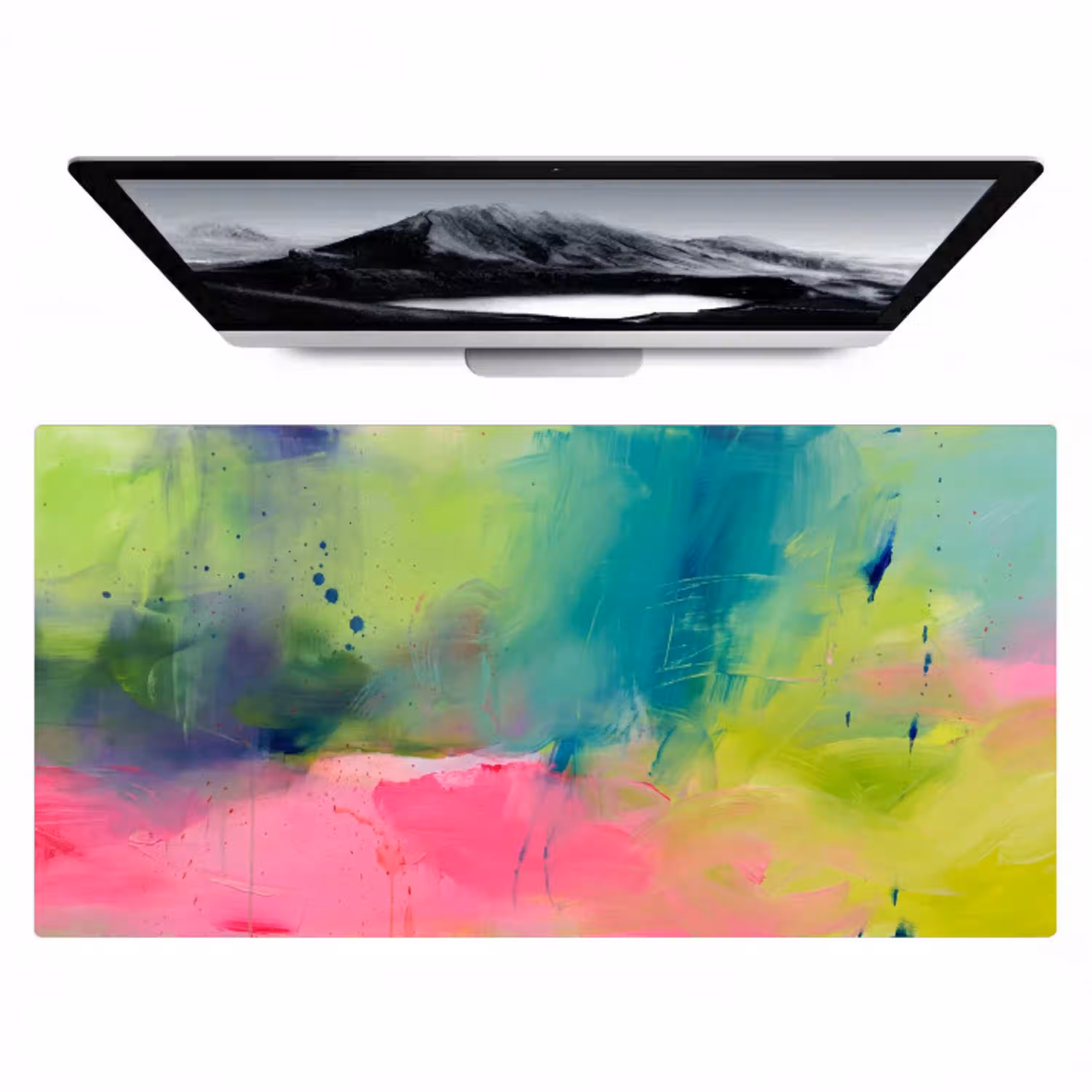 Abstract - Kleuren - Modern - Groen - Roze Muismat XXL klein -zzz3d