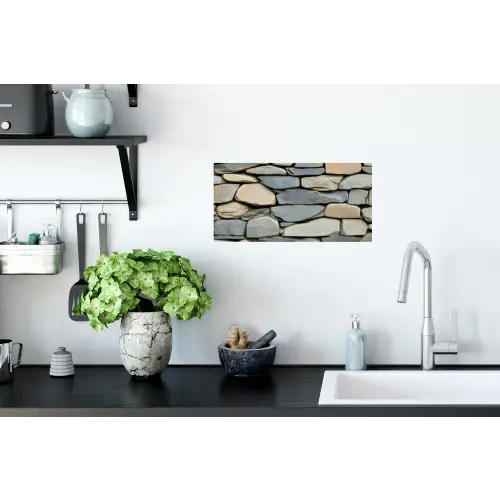 Stenen - Rustiek - Grijs Muursticker klein -keuken