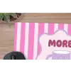 More coffee - Roze - Paars - Strepen - Mok muismat rubber klein -closeup