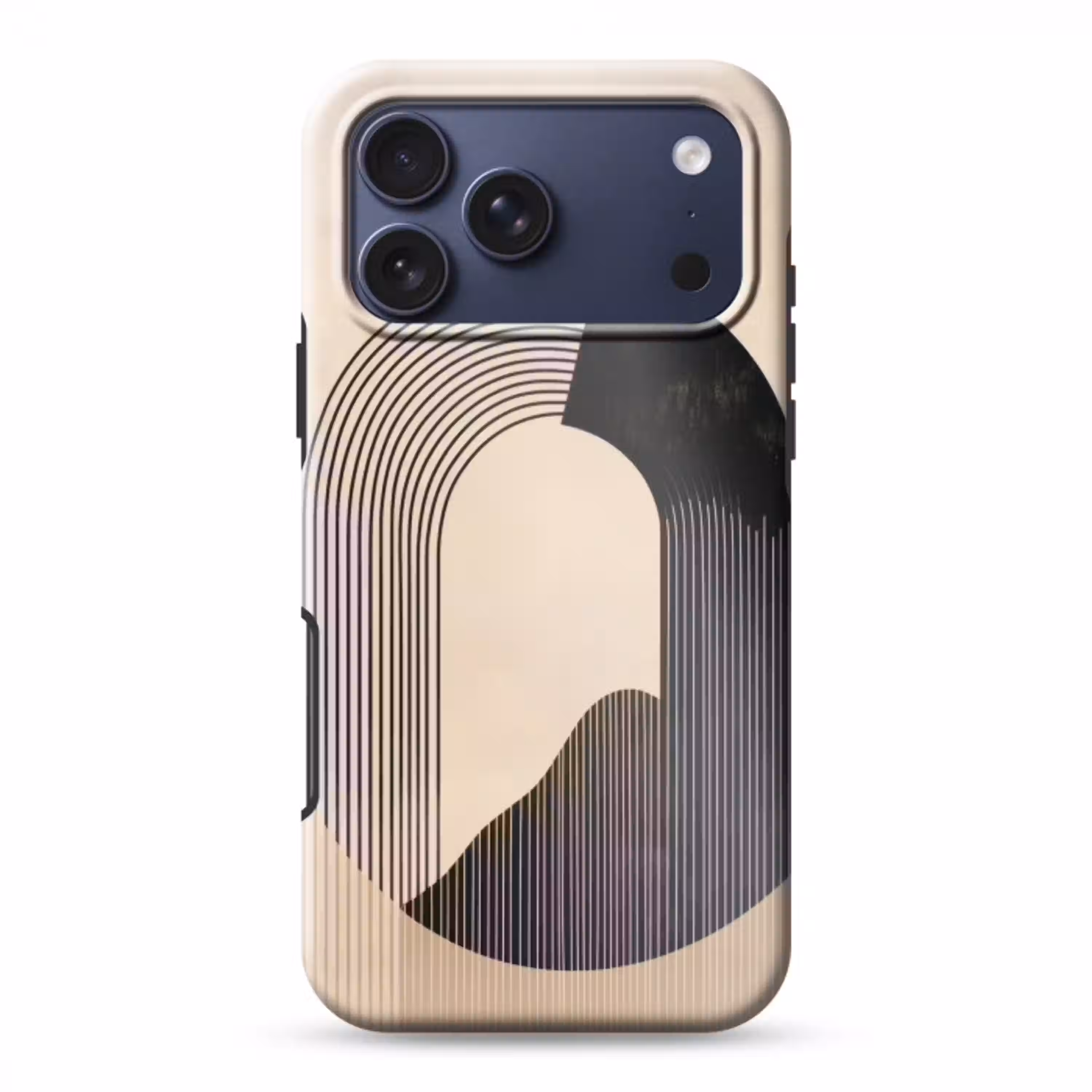 Grafisch gebogen motief - Beige Toughcase MagSafe Apple iPhone 17 Pro Max klein -3d