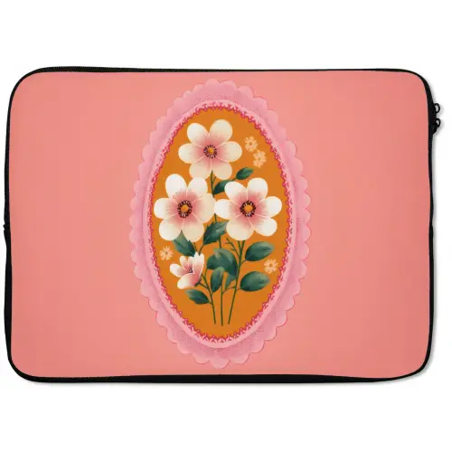Illustratie - Bloemen - Rand - Roze laptophoes neopreen klein -zkaufland3dotto