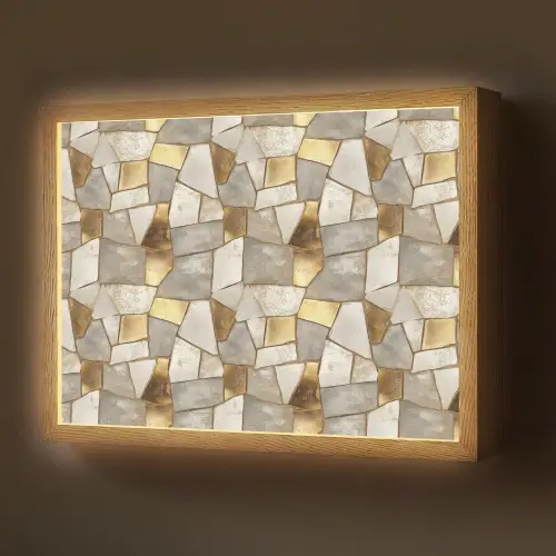 Mozaïek - Marmer - Goud Light Box met batterij (Wandlamp) middel 907 -z3d_website