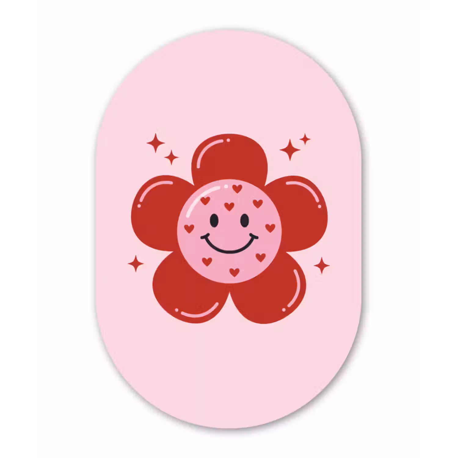 Alu-Dibond-Bild Oval - Blume - Rosa - Herzen