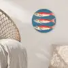 Vissen - Rood - Blauw Wandcirkel kunststof plaat 5mm dik klein -sfeer5