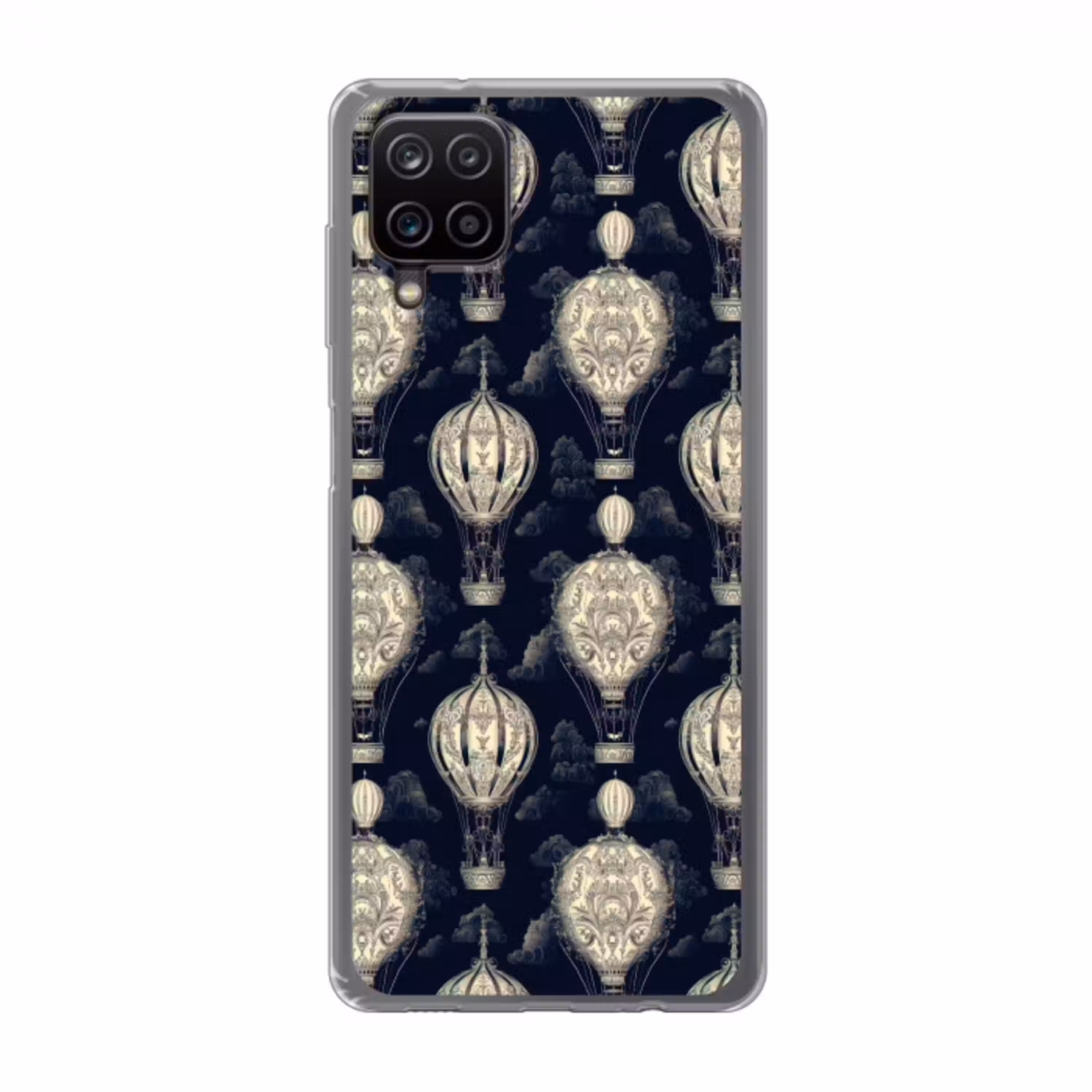 Luchtballonnen - Wolken - Patroon - Donkerblauw Telefoonhoesje Samsung Galaxy A12 klein 372 -3d