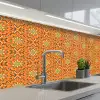 Oranje - Mandala - Design - Bohemian - Vintage keuken achterwand 2 middel 871 -3d_schuin