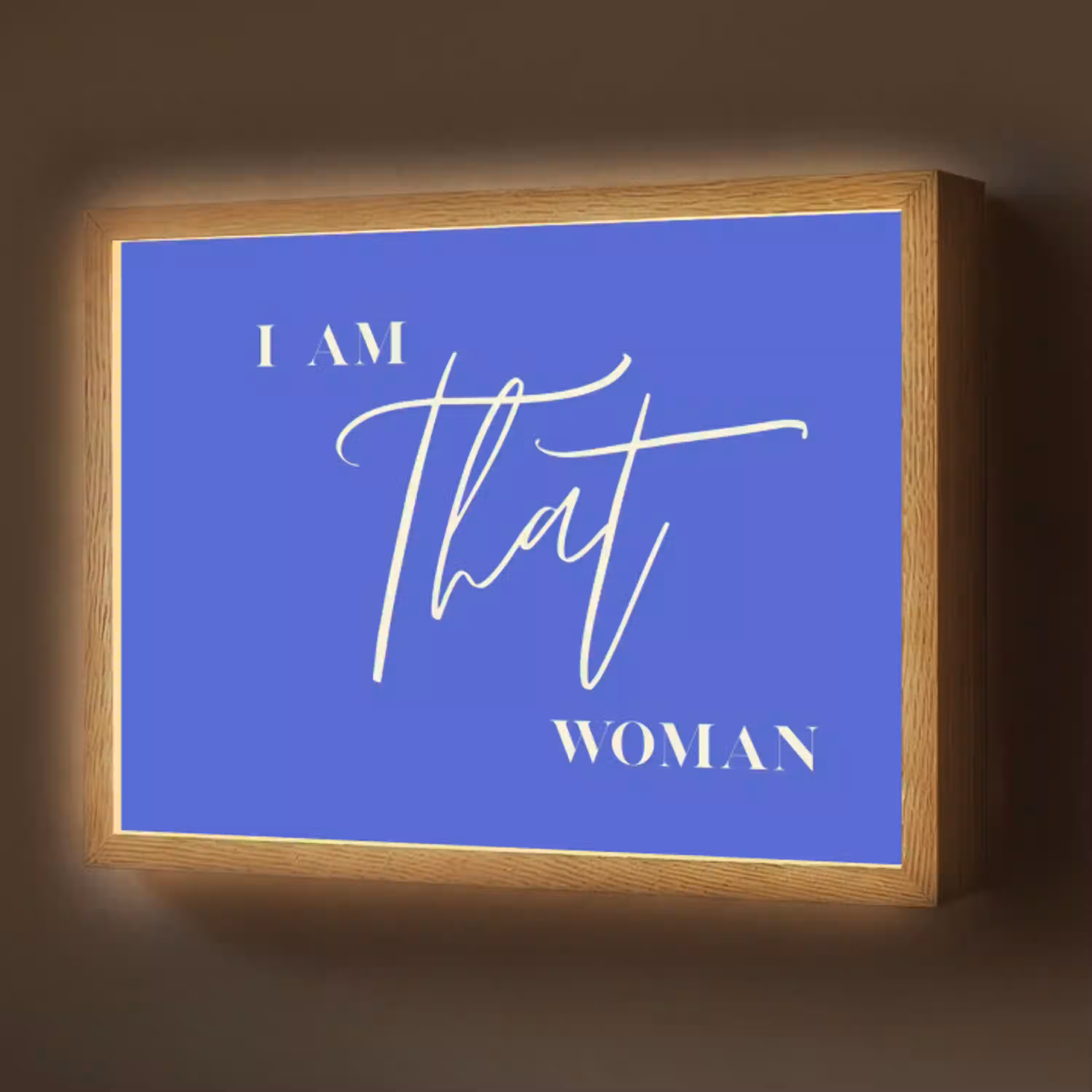 Blauw - I am that woman - Sierlijk - Minimalistisch Light Box met batterij (Wandlamp) middel -z3d_website
