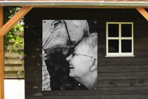 Tuinposter zwart-wit met koppel