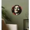 Graffiti - Vrouw - Rood - Street art - Banksy Wandcirkel kunststof plaat 5mm dik klein -sfeer3