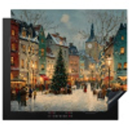 Kerstsfeer - Stadsplein - Kleurrijk Inductie beschermer vinyl 3mm middel -3d