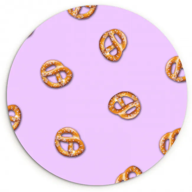 Pretzels - Eten - Paars KitchenYeah - Keuken - Wandcirkel Forex klein -3d