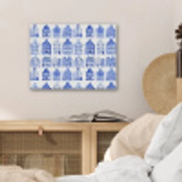 Patroon - Huizen - Blauw PET vilt klein 837 -sfeer3