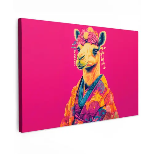 Kameel - Bloemen - Kimono - Waaiers canvas 2cm klein -z3d