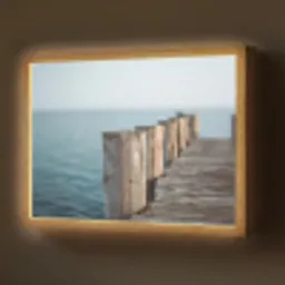 Houten steiger - Helderblauwe lucht Light Box met batterij (Wandlamp) middel -z3d_website
