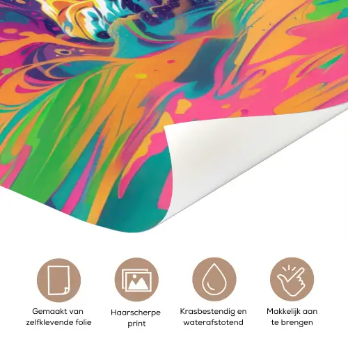 Tijger  - Wilde dieren - Kleurrijk - Verflook deurposter klein -closeup_NL