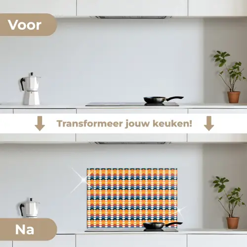 Retro - Disco - Golven keuken achterwand spatscherm klein 900 -voor_na_NL