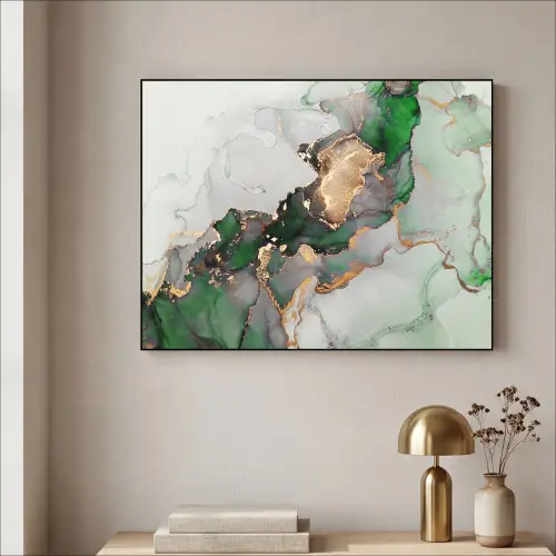 Marmer - Goud - Groen - Luxe Textielframe - compleet frame klein -sfeer2