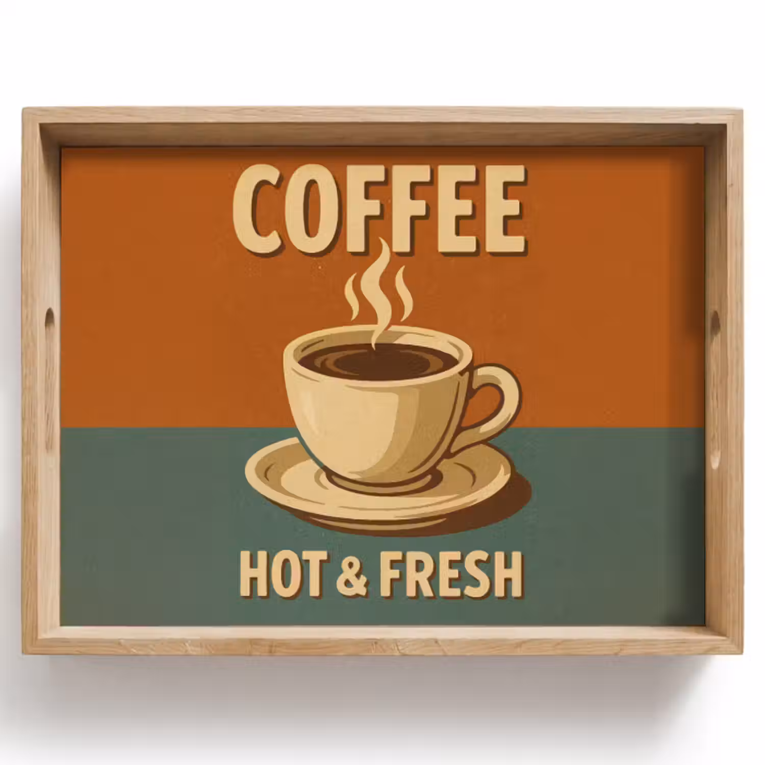 Dienblad - Koffie - Kop - Vintage - Quote