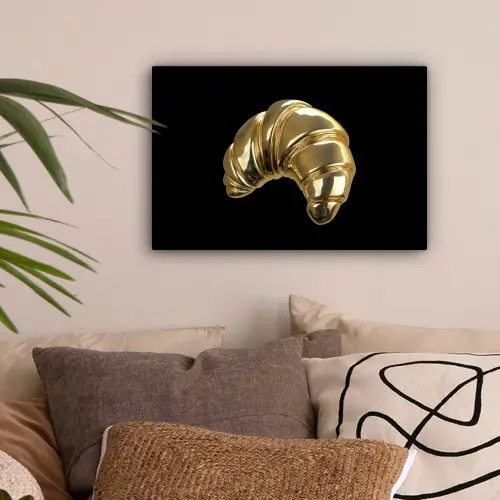 Croissant - Brood - Goud - Zwart canvas 2cm klein -sfeer1