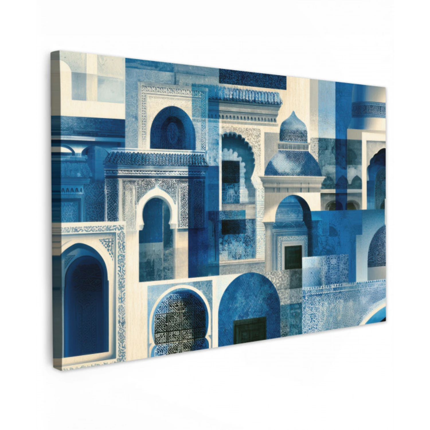 Grafisch - Abstract - Blauw - Wit canvas 2cm klein -z3d