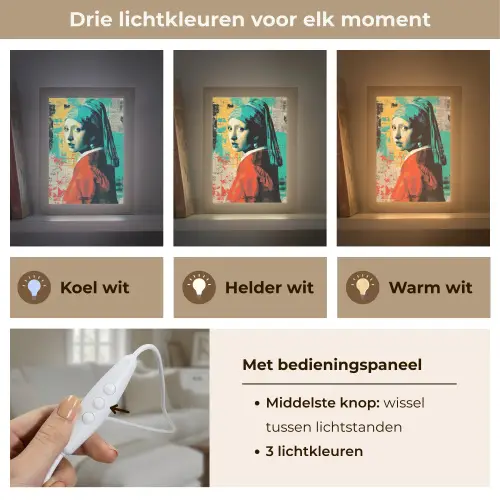 Klassiek - Pareloorbel - Streetartstijl - Kleurrijk Light Box met kabel (Tafellamp) klein -USP_lichtkleurNL