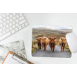 Schotse Hooglanders - Weg - Landschap - Kudde muismat rubber klein -witbureau