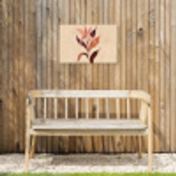 Minimalistisch - Bloem - Bladeren - Beige Tuinposter op houten frame 2 cm dik klein -sfeer4