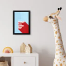 Today is a good day - Rood - lichtblauw fotolijst zwart zonder passe partout klein -usfeer4_kinderkamer