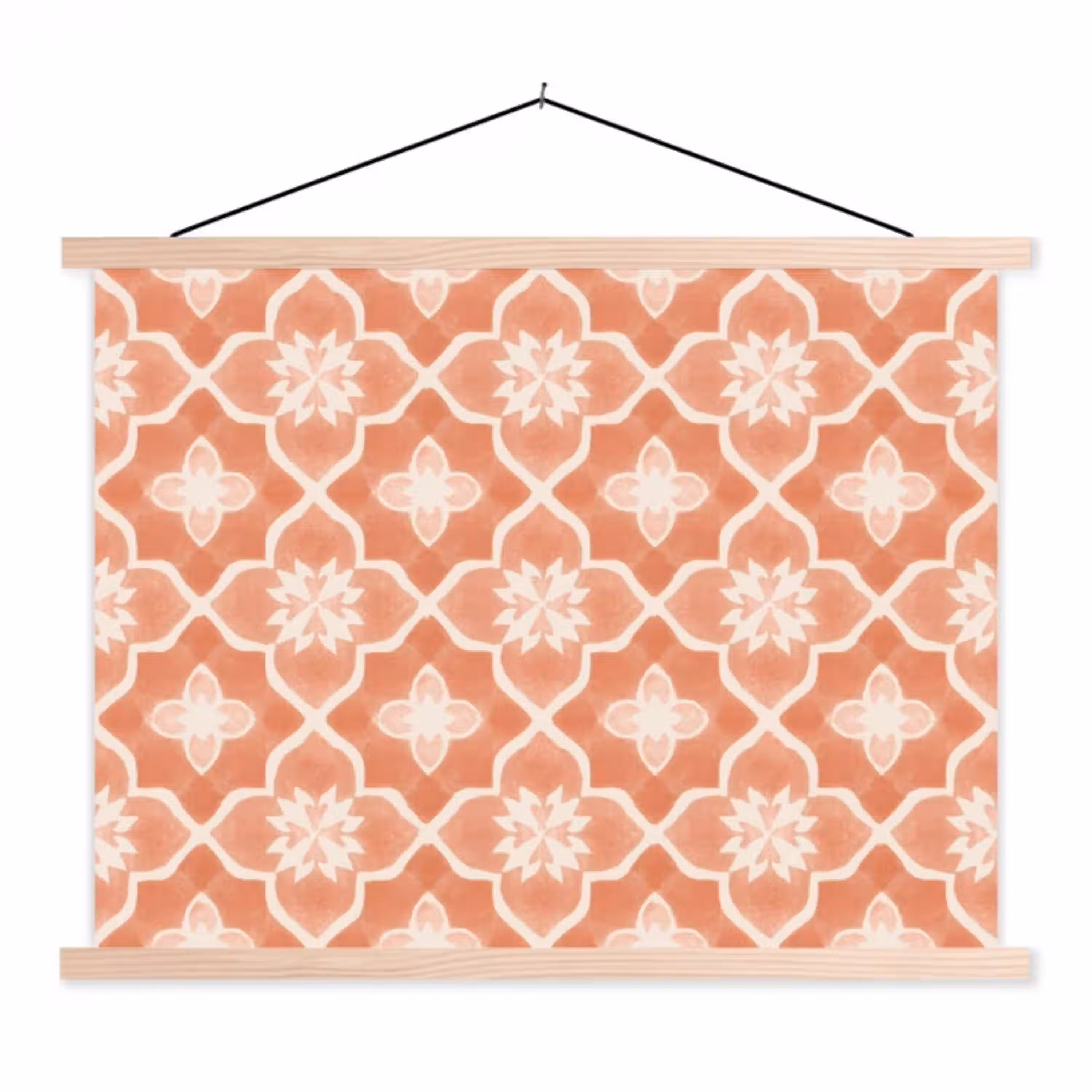 Tegelpatroon - Arabesk - Vintage - Terracotta textielposter latten blank klein 122 -3d