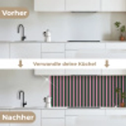 Verticale strepen - Groen - Roze keuken achterwand 2 middel 871 -voor-na_DE