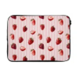 Strepen - Aardbei - Roze laptophoes neopreen klein 279 -3d