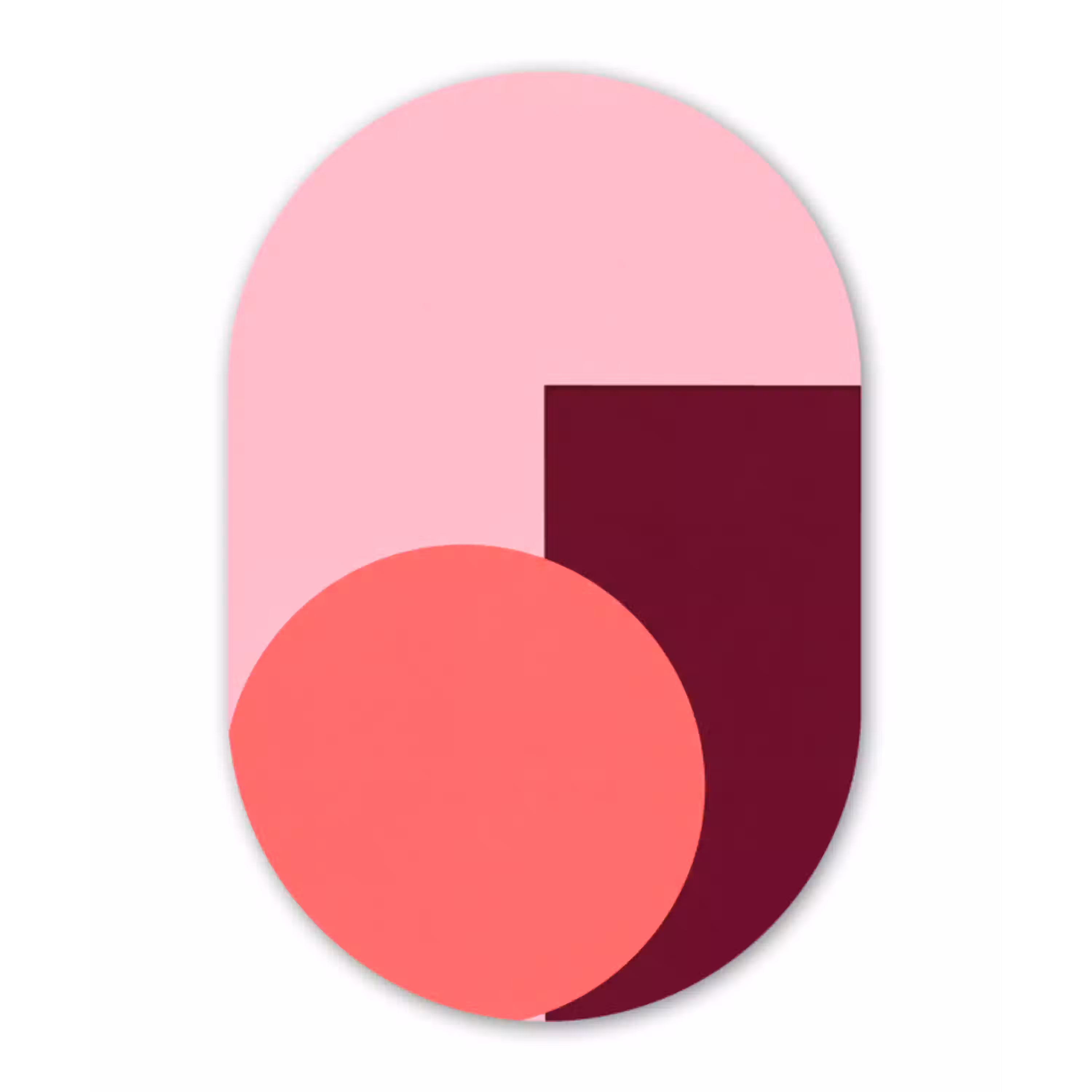 Abstract - Vormen - Roze - Modern - Design Wandcirkel Ovaal Glas middel -3d