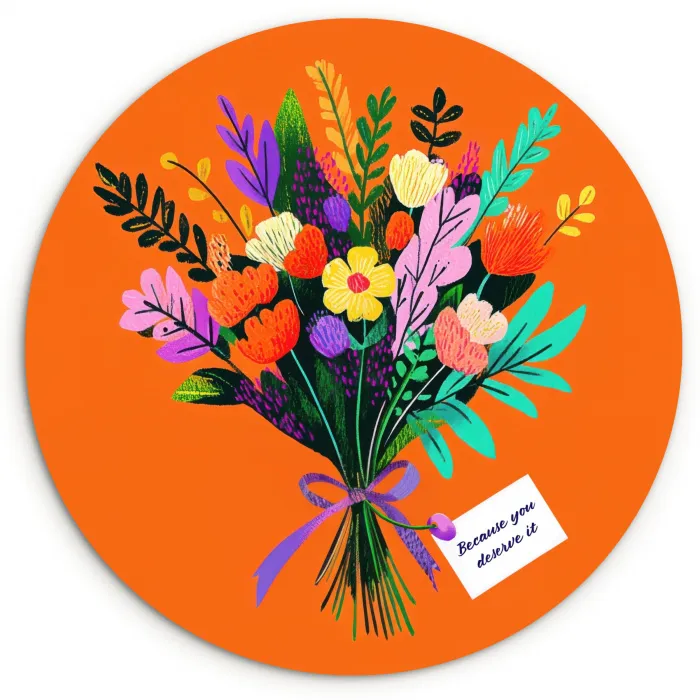 Kaartje - Boeket - Bloemen Wandcirkel plexiglas klein -3d