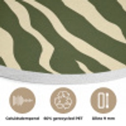Zebra - Patroon - Groen Akoestische PET Vilt - Rond klein 838 -closeup_NL