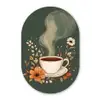 Kop - Bloemen - Groen - Koffie Wandcirkel Ovaal Glas middel -3d