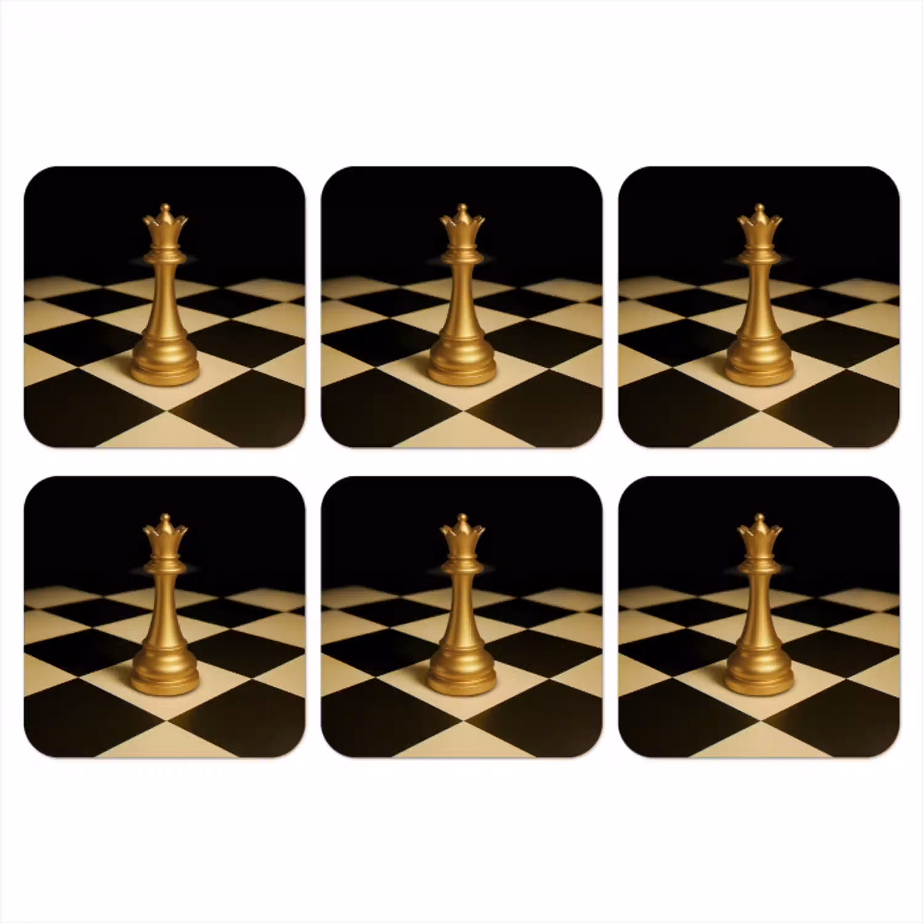 Koningin - Schaakstuk - Geblokt - Goud onderzetter kurk middel -3d