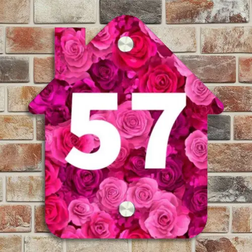 Roze rozen - Traditioneel Naambord Huisje klein -sfeer6