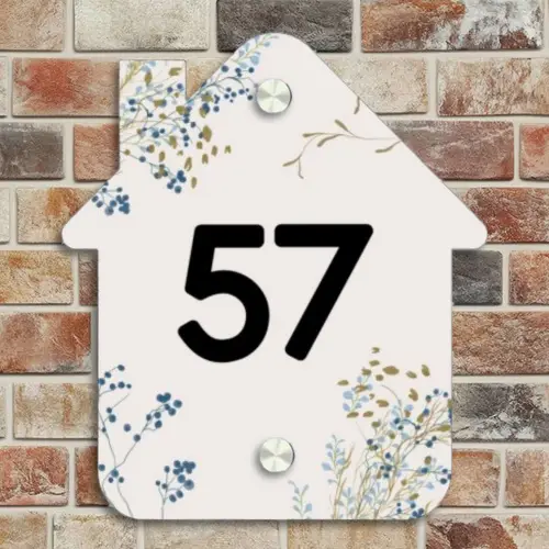 Bloemen - Beige - Traditioneel Naambord Huisje klein -sfeer6