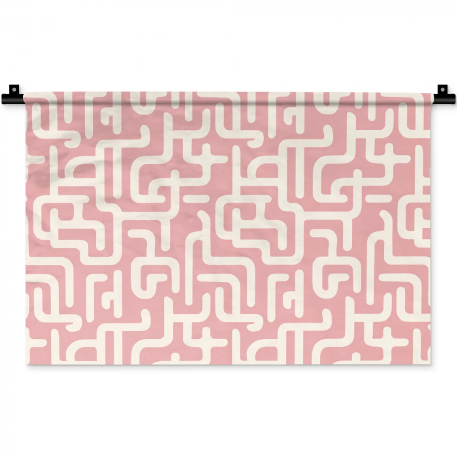 Doolhofpatroon - Roze - Wit - Abstract Wandkleed katoen klein 269 -zz3d