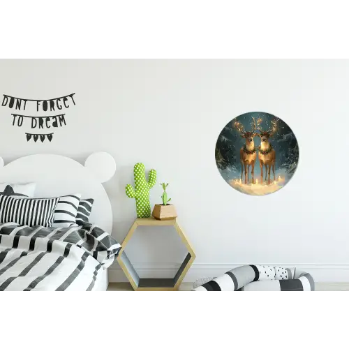 Dennensprookje - Rendier - Nacht Wandcirkel aluminium klein -kinderkamer