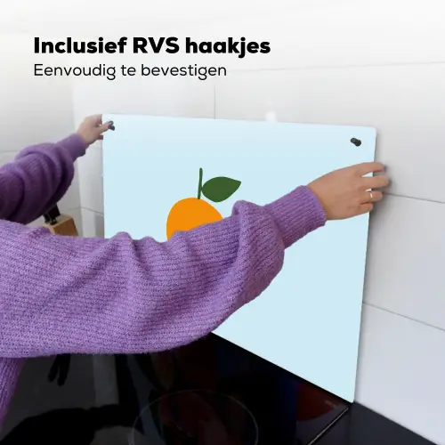 Fruit - Sinaasappel - Oranje Inductie beschemer met haakjes klein -ky-ophangen-nl