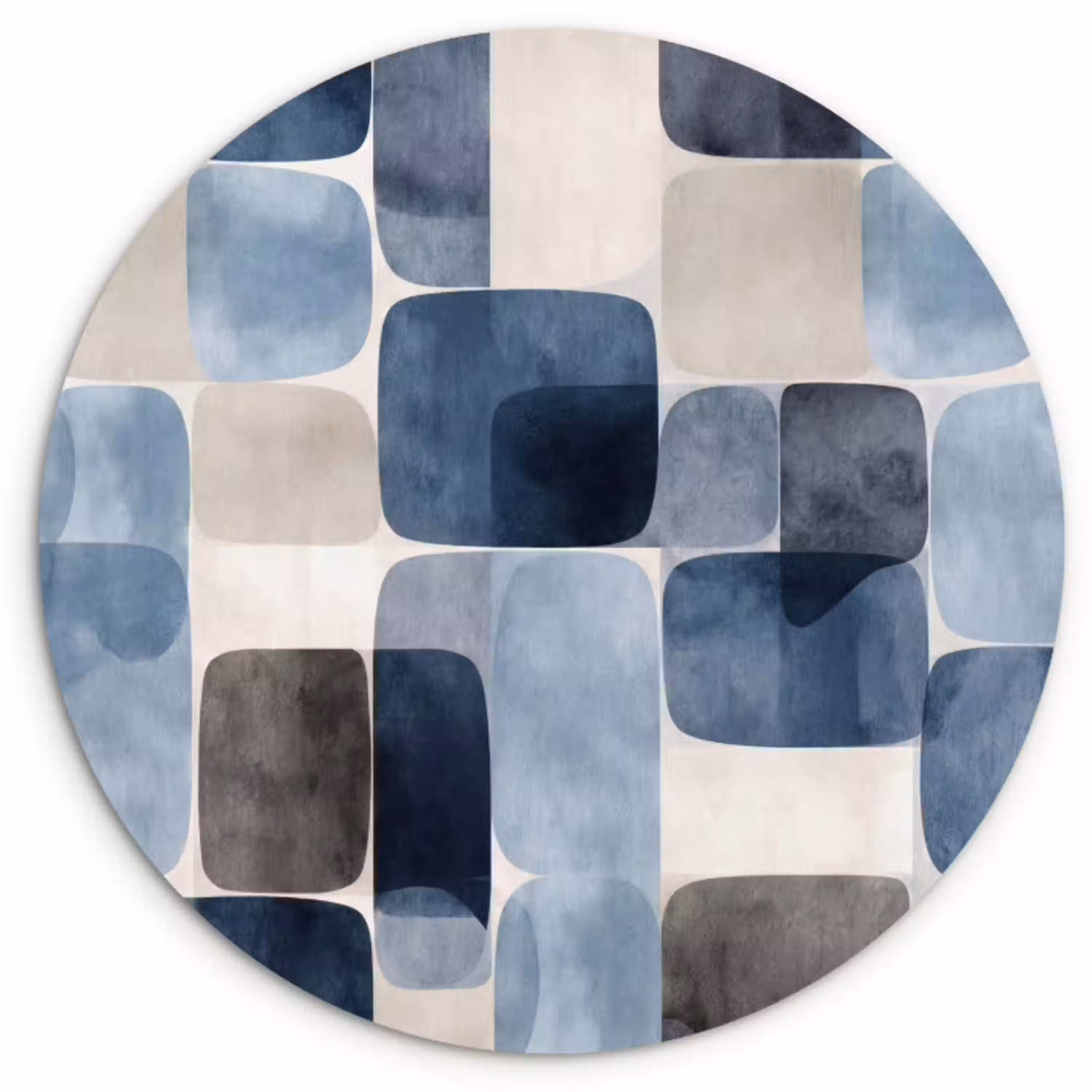 Patroon - Blauw - Vierkanten Wandcirkel kunststof plaat 5mm dik klein -3d