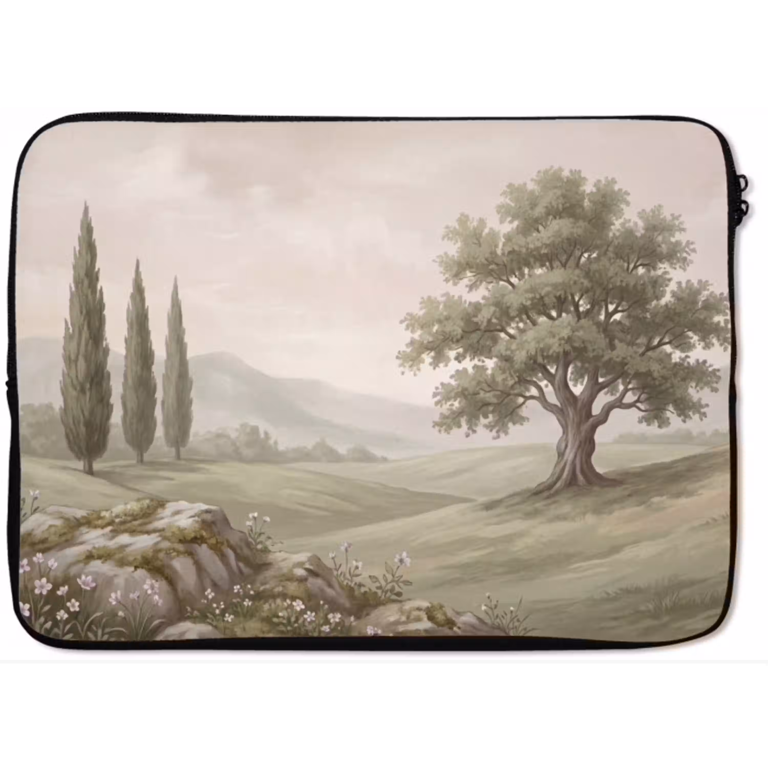Heuvellandschap - Bomen - Natuur - Groen laptophoes neopreen klein -zkaufland3dotto