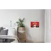 Kerstgroet - Sneeuw - Rood textielposter latten blank klein -woonkamer