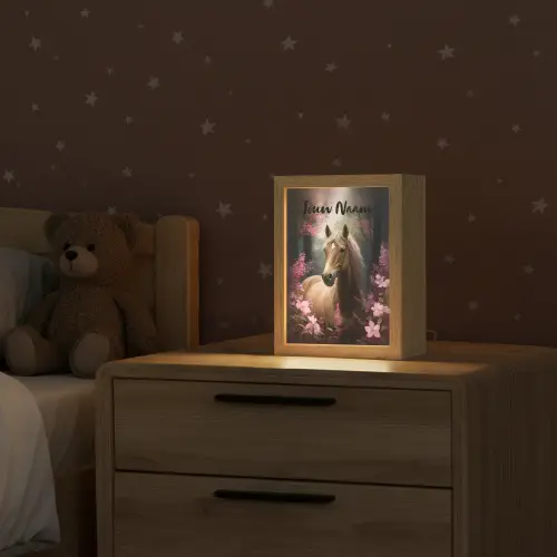 Paard - Bloemen - Roze - Natuur - Bos Light Box met kabel (Kinderlampje) klein -sfeer1_kind