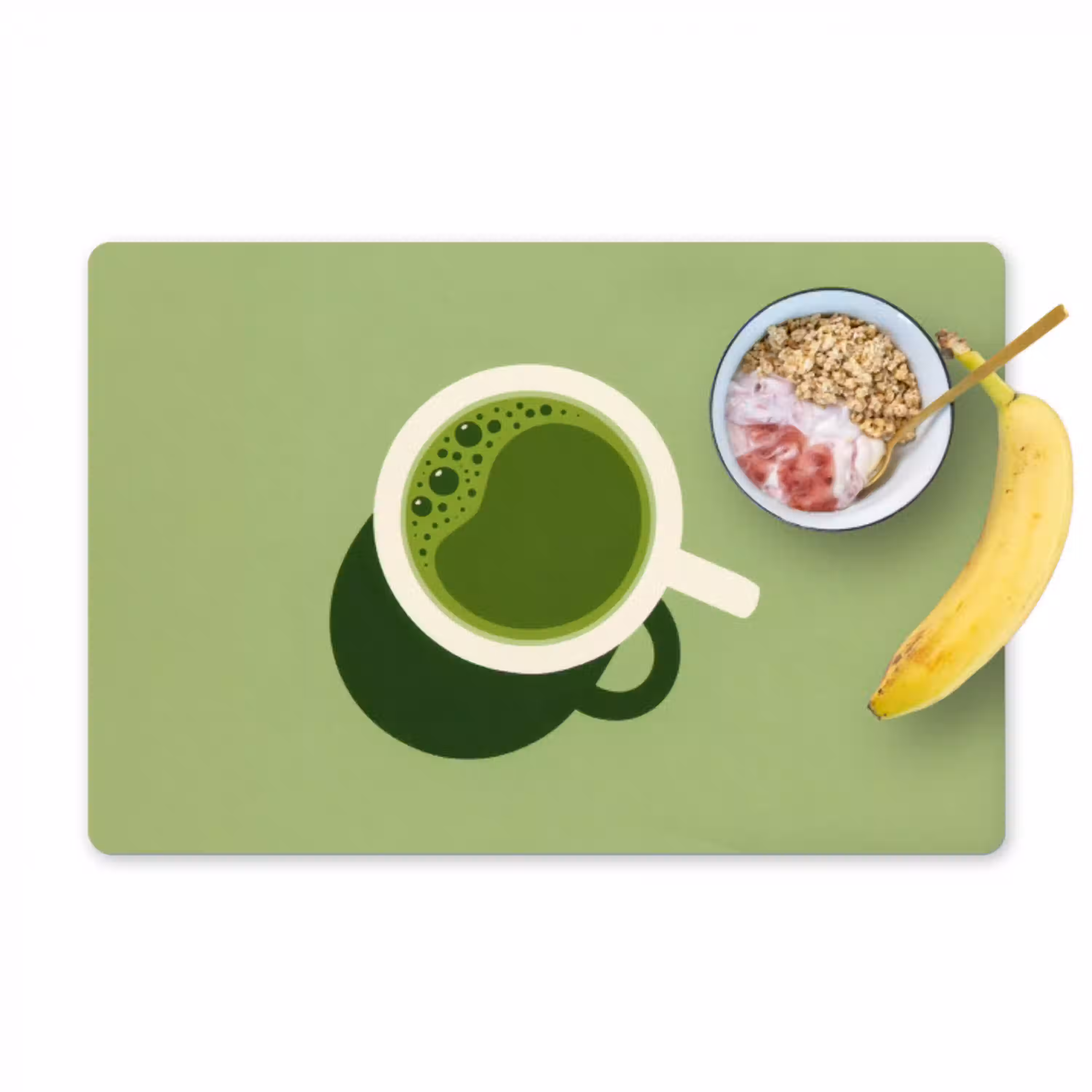 Minimalistisch - Kopjes - Matcha -Groen Placemat vinyl groot -zzzproduct_Kitchenyeah-website