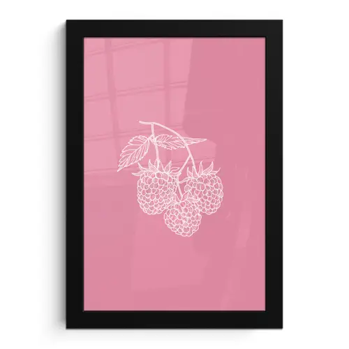 Frambozen - Steel - Getekend - Roze fotolijst zwart zonder passe partout klein -3d