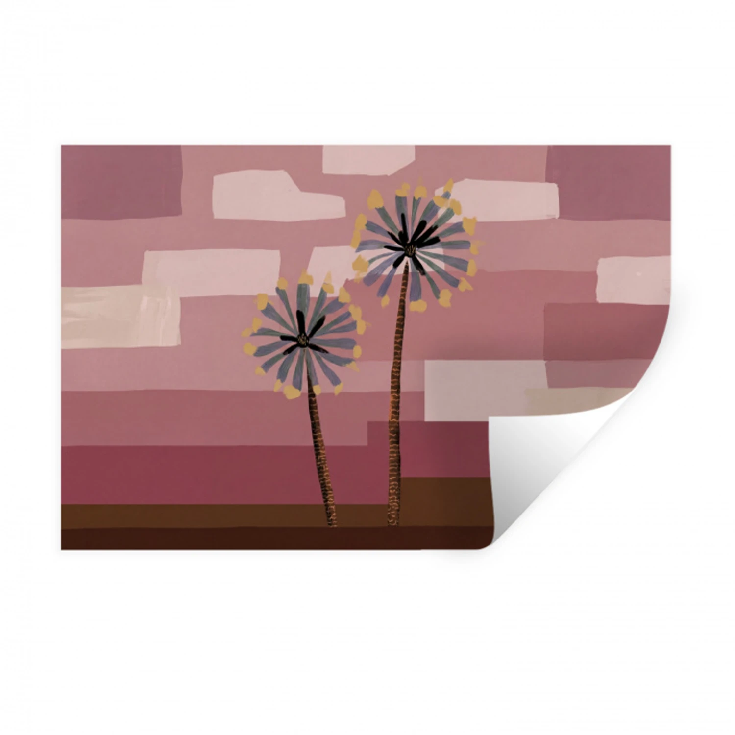 Illustratie - Bloemen - Vlakken - Abstract Muursticker klein -3d