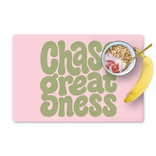 Chase greatness - Groen - Roze - Retro Placemat vinyl groot -zzzproduct_Kitchenyeah-website